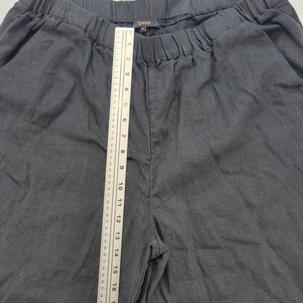 Quince Linen Pants Womens XL Black Relaxed Straight Leg 100% European Linen